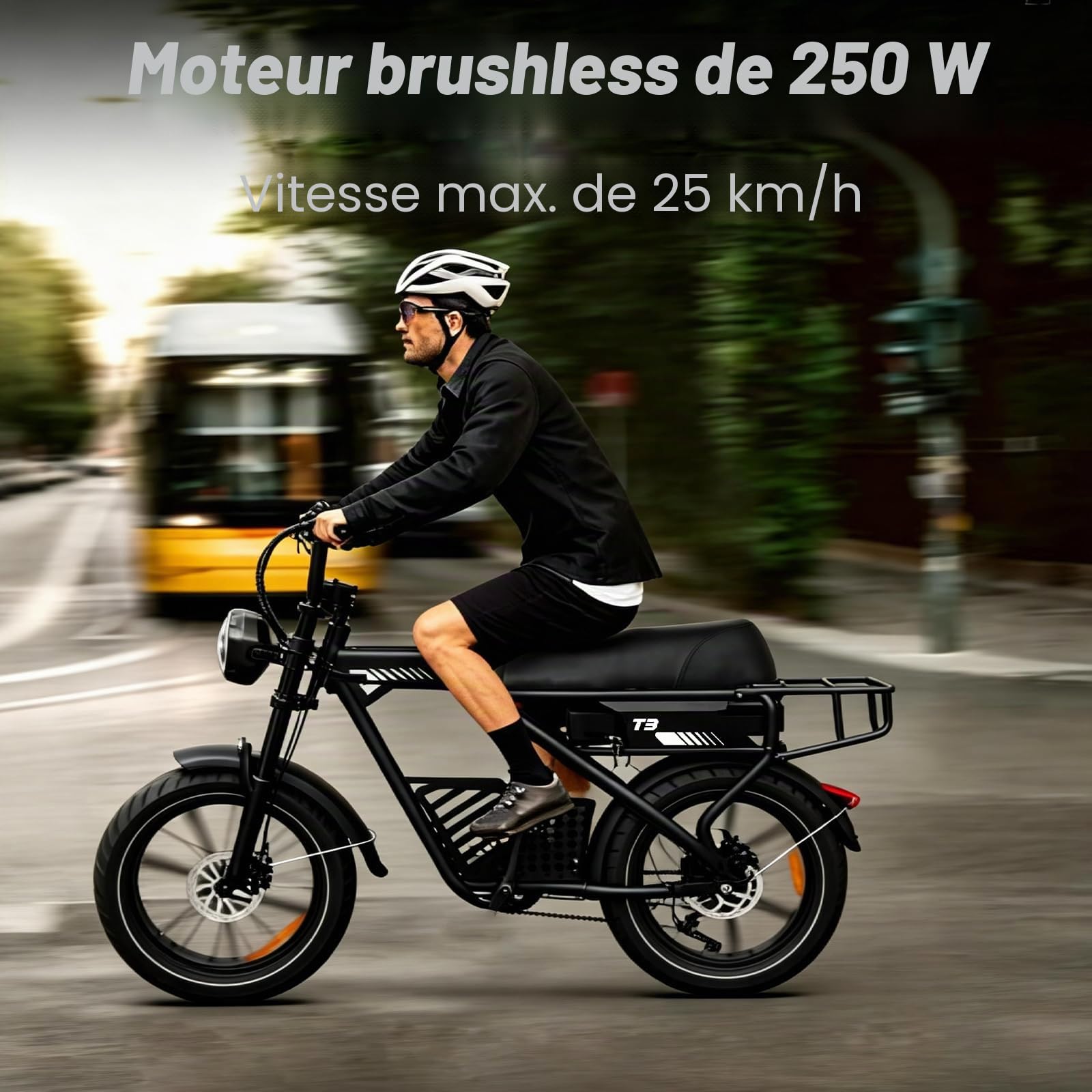 T3/T7 Vélo électrique pour adultes, 20"×4.0 pneus Fat E-Bike avec 48 V 20 Ah Batterie amovible, 25 KM/H, 80-150 M Autonomie 7 vitesses, suspension hydraulique