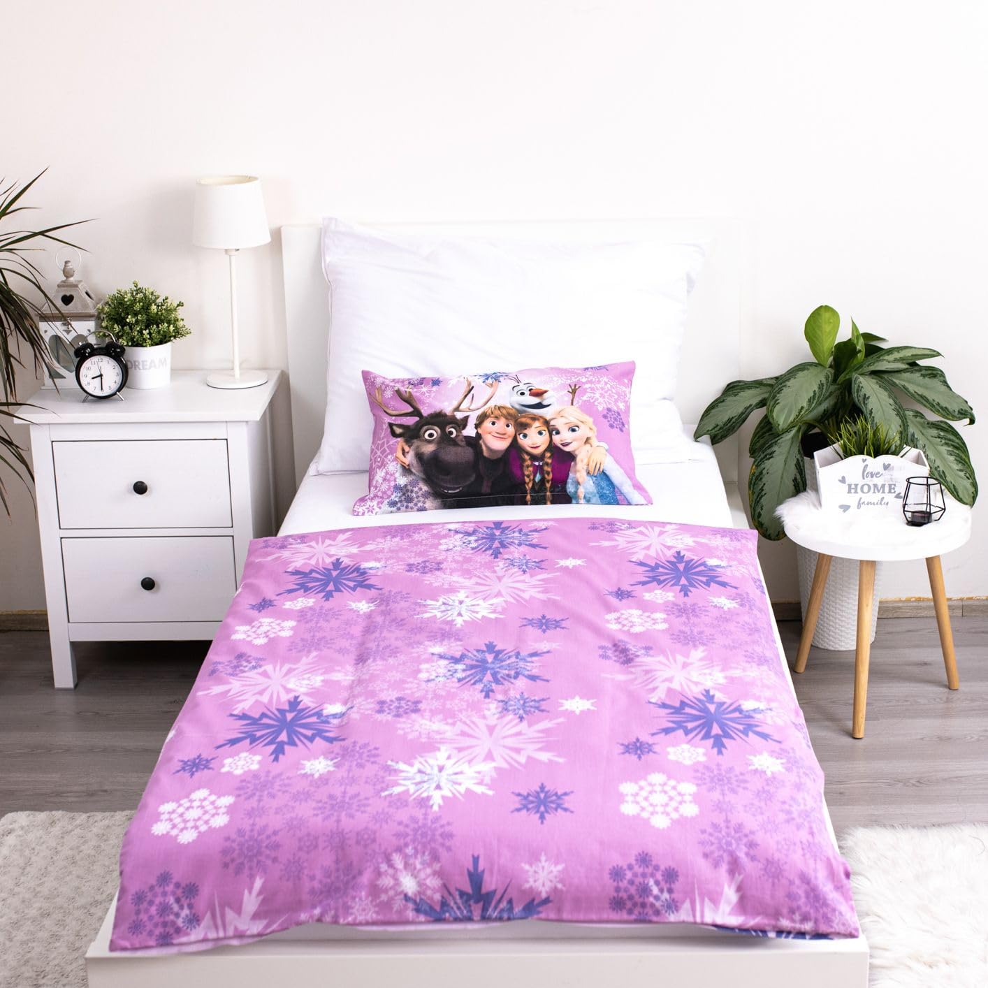 Kraina Lodu Pościel Niemowlęca 100x135 + Poszewka 40x60 Elsa Anna Disney | Pościel niemowlęca | Bawełna naturalna miękka oddychająca | Disney | Dziewczynki 0-3 lat | Łóżeczko
