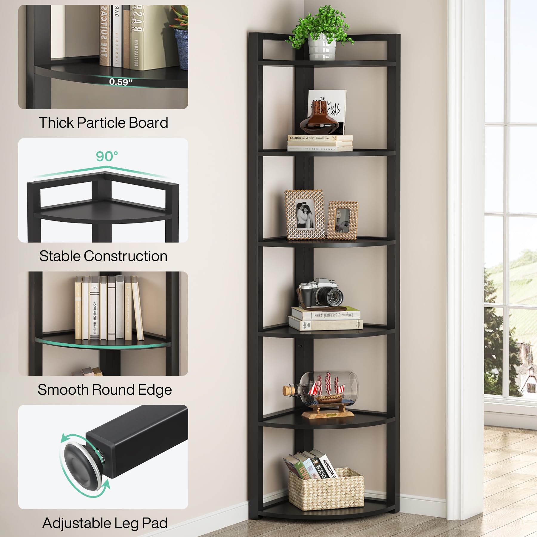 Amazon.com: TRIBESIGNS WAY TO ORIGIN Corner Shelf, 70.9 Inch Tall