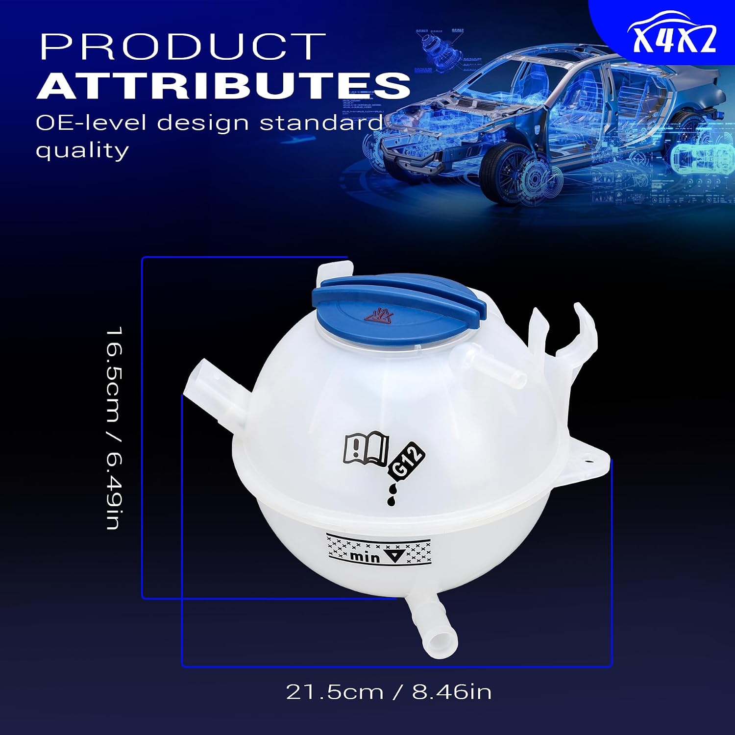 X4XZ 603-253 Engine Coolant Reservoir Expansion Tank with Cap for AUDI A3 Q3 TT RS3/ VW Jetta Passat Golf Beetle CC Eos Tiguan Rabbit