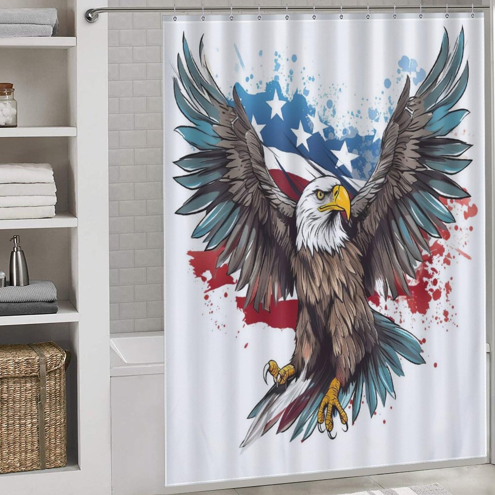 Rideau de douche en tissu imperméable et lavable 168x183 cm pour baignoire moderne