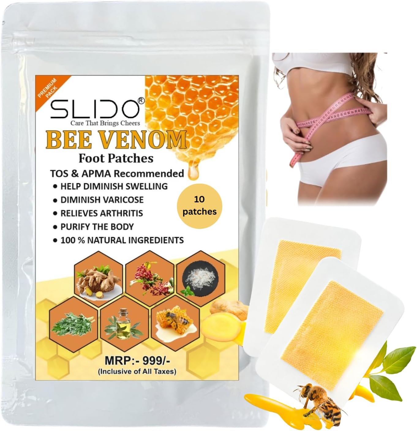 SLIDO™Premium Detox Foot patches Cleansing Toxin Remover Foot Pads Pain Relief Stress Relief Sleep Patch for Detoxification For Men And Women(1 pack -20 patches)