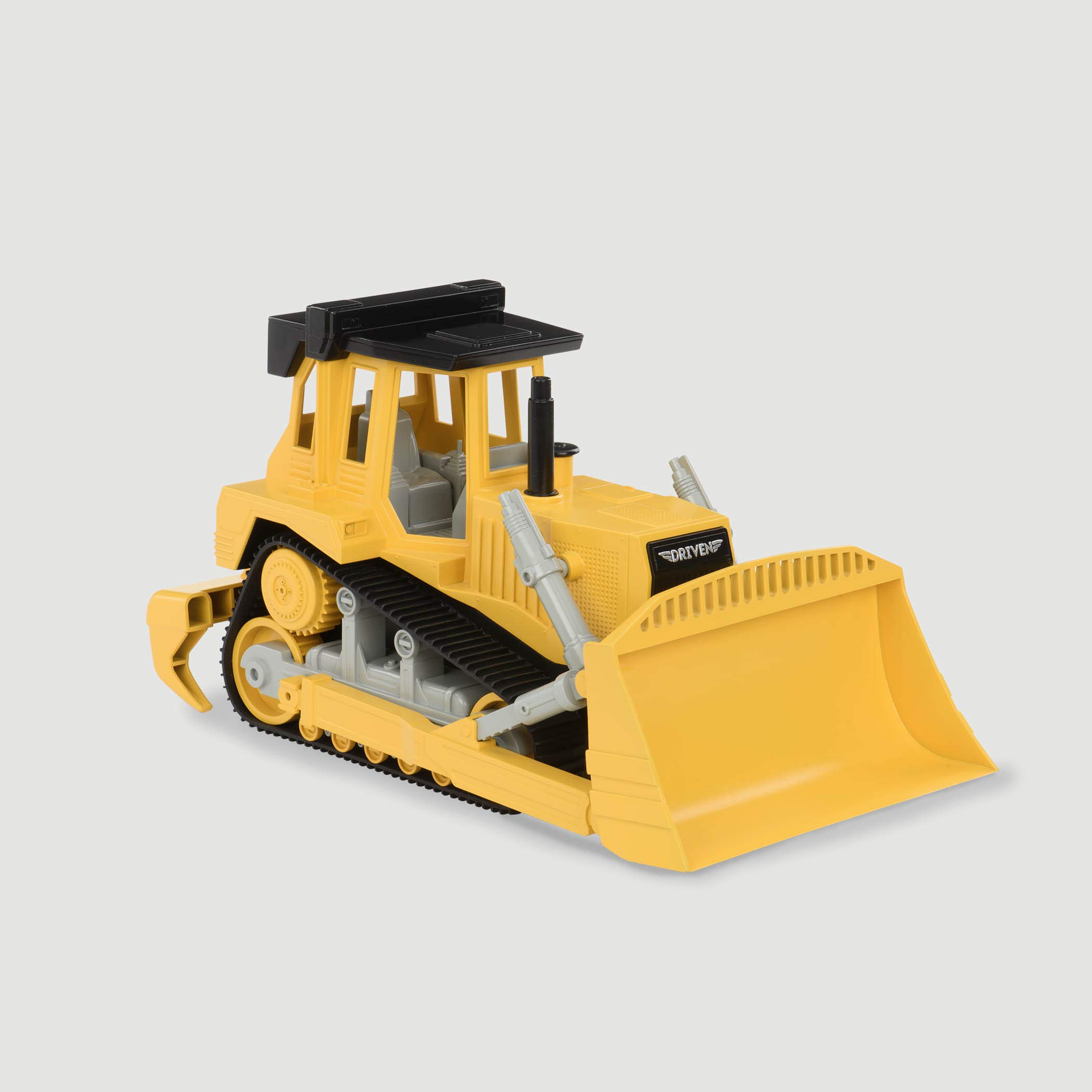 Driven by Battat - Bulldozer Giallo Midrange - Veicolo bulldozer giocattolo per bambini e ragazzi - Mini camion giocattolo per la sabbiera - Parti mobili e suoni realistici - 3 anni +