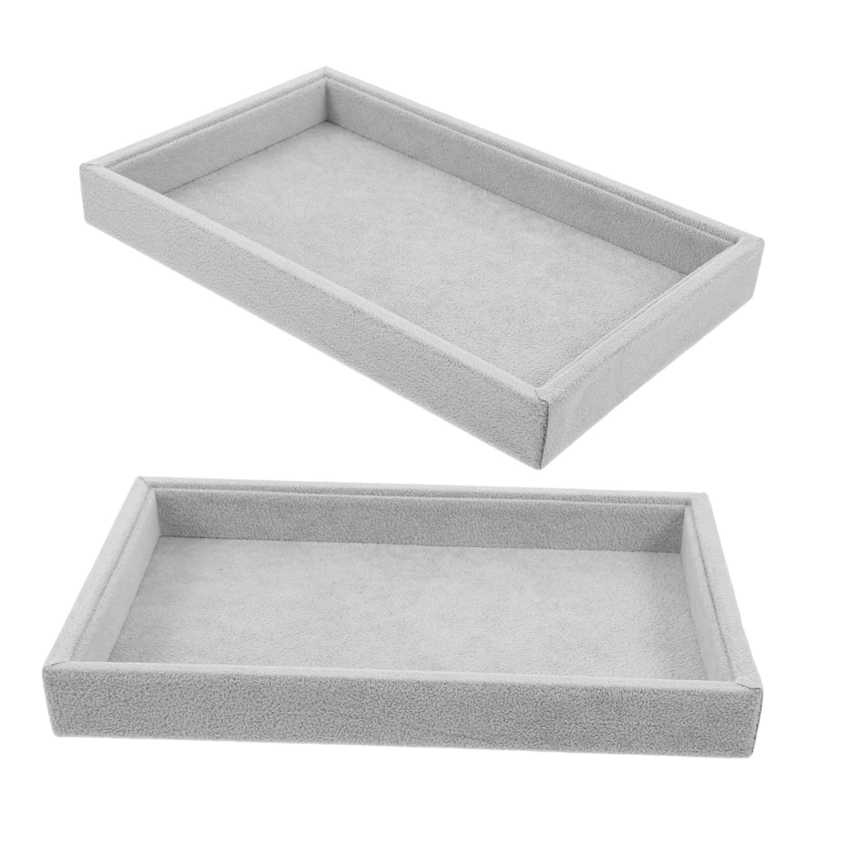 Bandeja Organizadora de Anillos y Collares de Terciopelo Apilable, Protección Suave y Optimización de Espacio para Colecciones Personales, Paquete de 2 Piezas