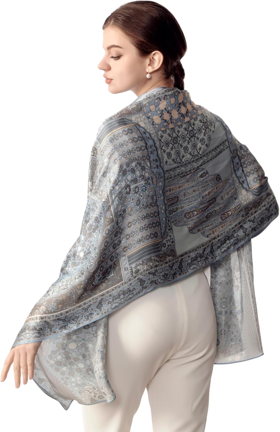 PoeticEHome 100% Mulberry Silk Long Scarf Wrap - Women's Large Oblong Sunscreen Shawl with Gift Packaging - Image 5