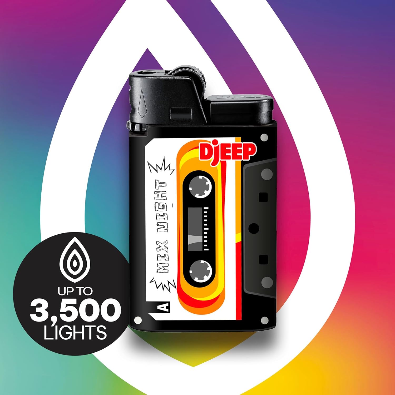 DJEEP Pocket Lighters, Limited Edition Collection Textured Metallic, Mixtape Style Unique Lighters, 24 Count Tray of Disposable Lighters