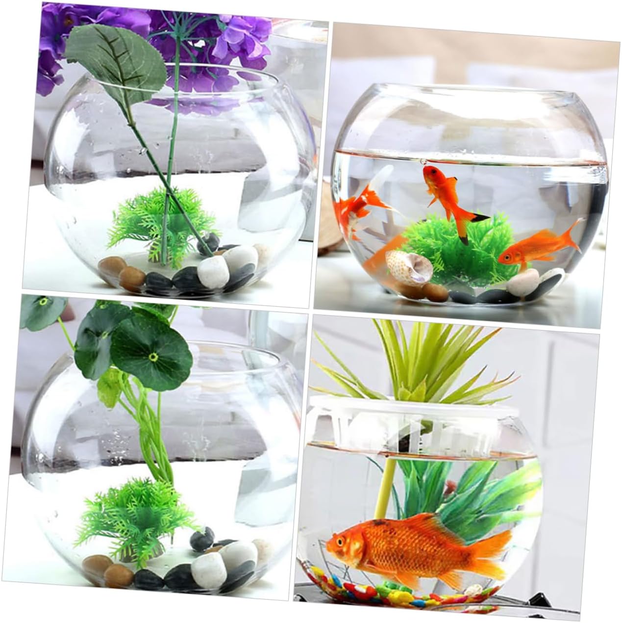 SUPVOX Round Glass Fish Bowl for Hydroponic Plants Spherical Fish Tank for Office and Living Room Decor Glass Vase for Tabletop Display