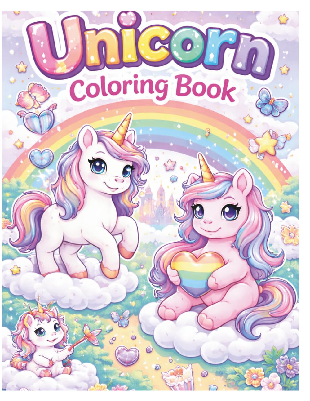 Unicorn Coloring Book: Adorable Unicorns, Rainbows, and Fantasy Coloring Pages for Kids