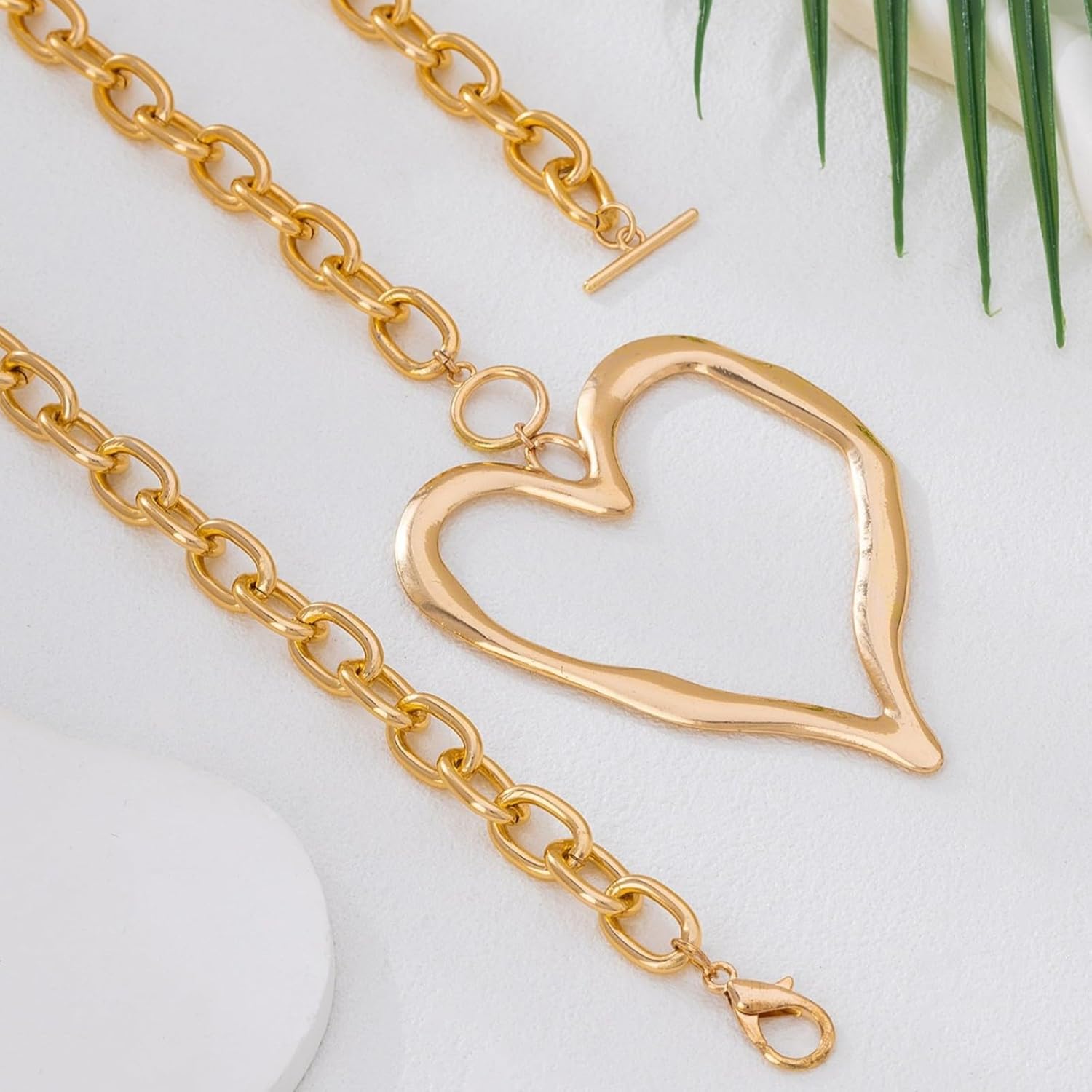 Chunky Gold Layered Necklace for Women Y2k Big Heart Pendant Choker Necklace Stack for women Trendy Statement Jewelry Gift - Image 7