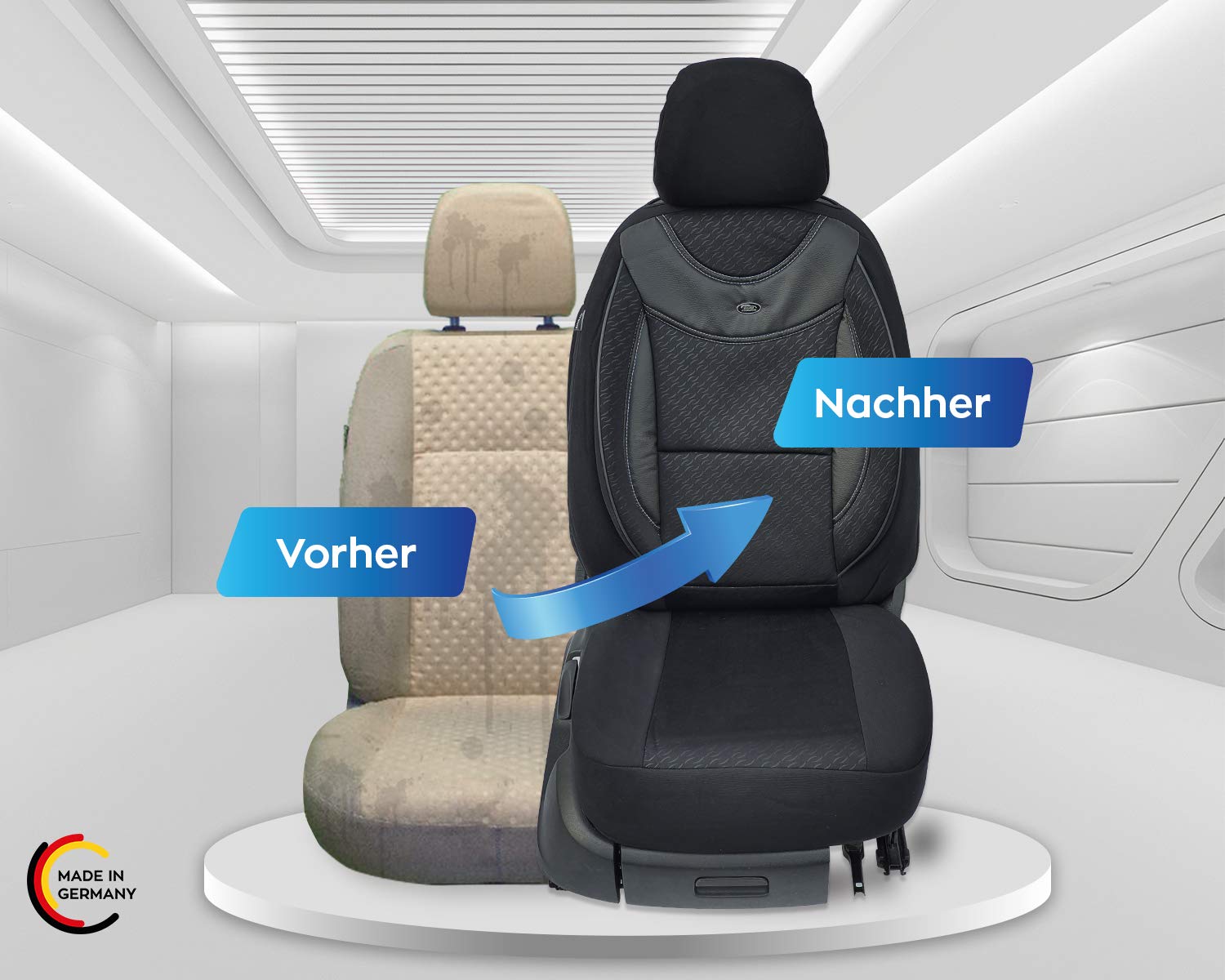 BREMER SITZBEZÜGE Maß Sitzbezüge Kompatibel Mit FIAT Panda Typ 169 Fahrer & Beifahrer Ab 2003-2012 G102 Schwarz Sitzbezüge Auto
