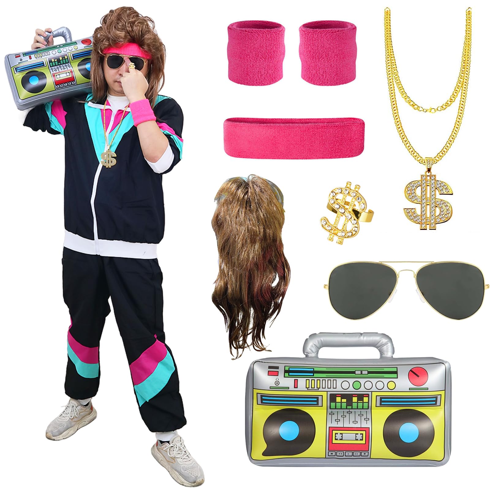 Aomig Déguisement Année 80 Homme Femme Costume Années 80 | FindTheDeal