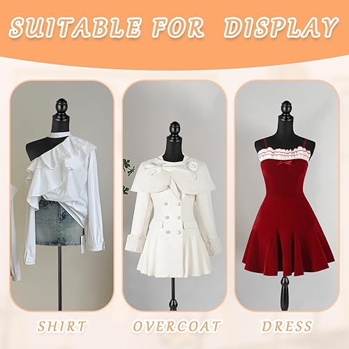 Miniatura 9 de Maniquí de forma de vestido femenino, torso corporal de maniquí con soporte de altura ajustable, forma de vestido blanco con trípode ajustable para
