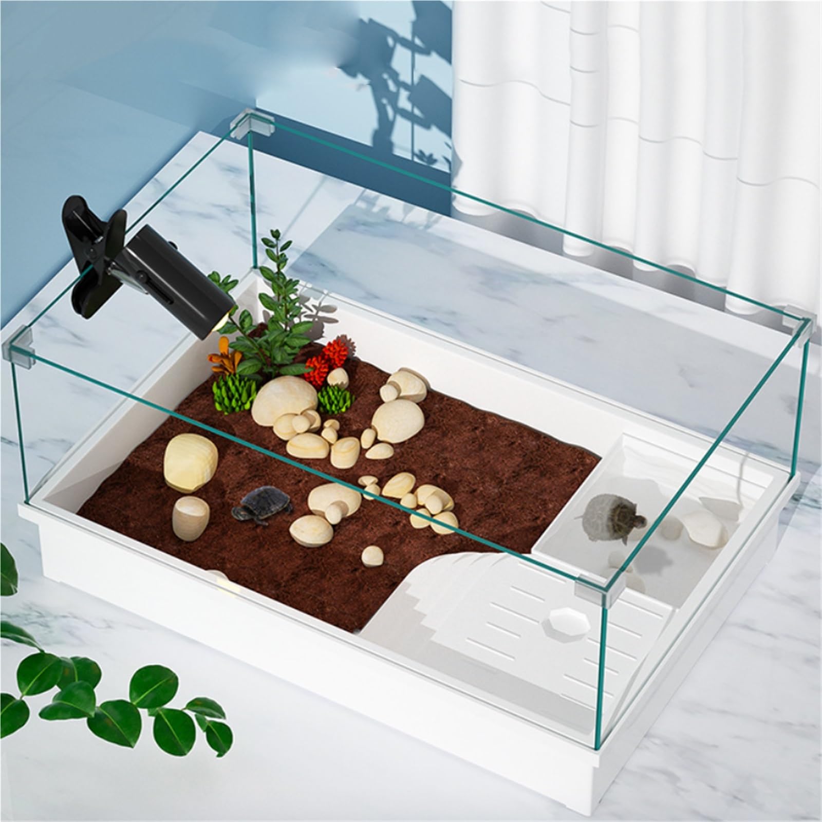 Siedlisko terrarium Zbiornik do hodowli żółwi użytku domowego, platforma suszenia na słońcu. Osłona platformy wspinaczkowej Terrarium akwariowe