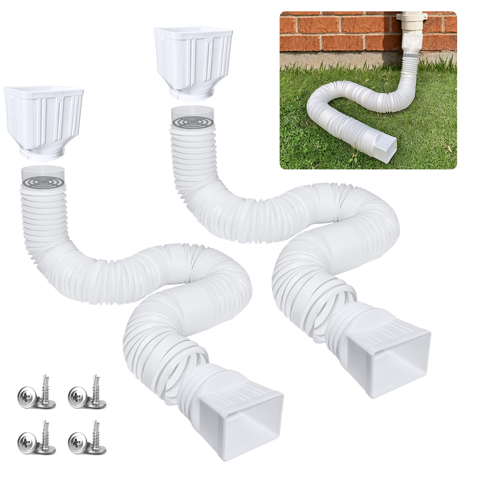 Photo 1 of 2Pack Extendable 20"-60" Flexible Rain Downspout Extensions, White