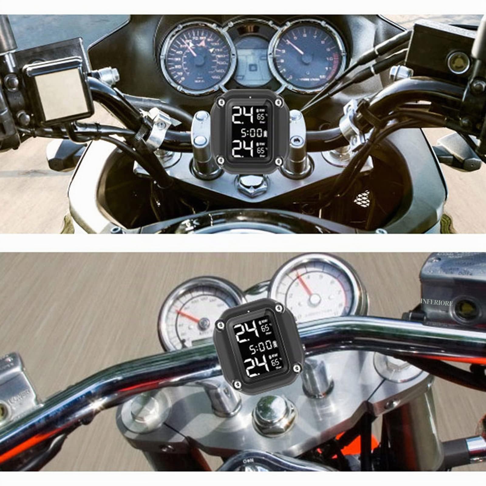 Sensori Pressione Pneumatici, TPMS Sistema di Monitoraggio Della Pressione dei Pneumatici per Moto TPMS di Ricarica USB Moto con 2 sensori Esterni Display LCD Digitale TPMS per Moto a Due Ruote