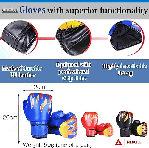 Miniatura 4 de MERCIEL Juego de guantes de boxeo para padres e hijos, guantes para adultos con bolsa de almacenamiento, guantes de 3 colores
