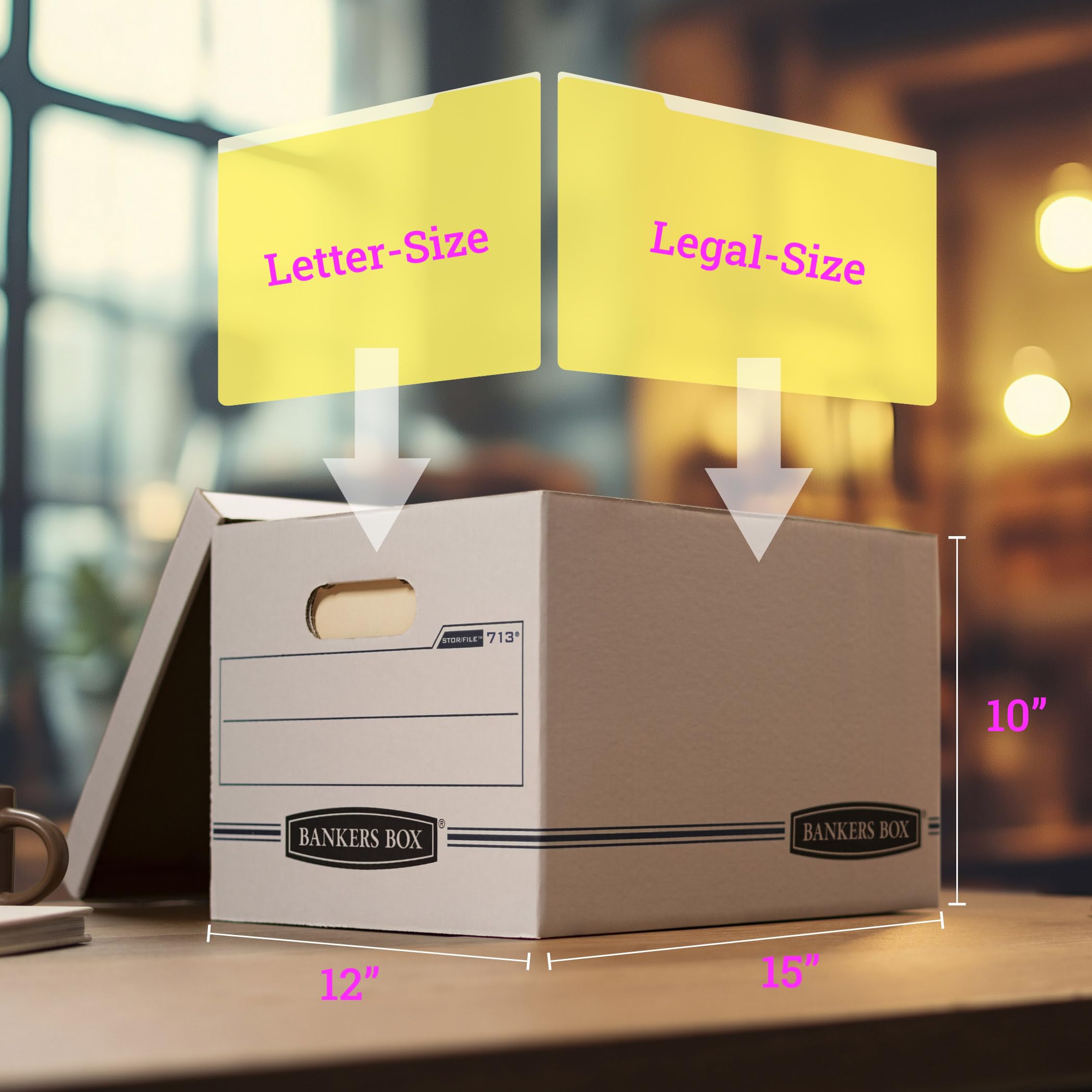Bankers Box Stor/archivo caja de almacenamiento con tapa, carta/Legal, 12 x 10 x 15 cm, color blanco pack de 6