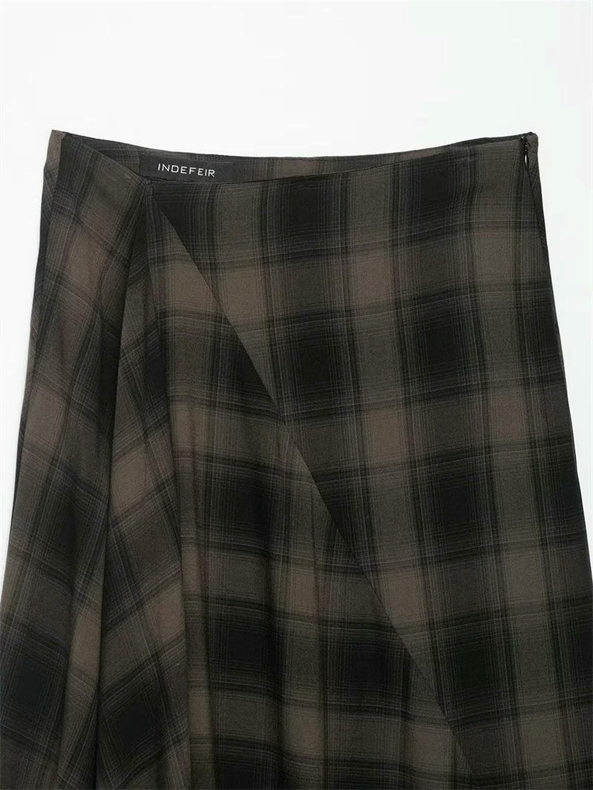 Gonna Lunga Longuette A Pieghe Scozzese Stile Autunnale da Donna, Moda Casual Versatile-Come L'Immagine-m