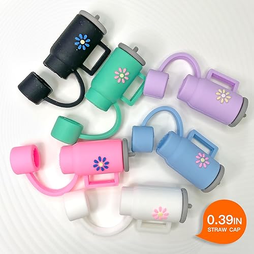 Miniatura 6 de 6 vasos con pajilla para vaso, de 0.315-0.394 in, protector reutilizable con puntas de popote para beber medicina mexicana, tapas para accesorios de