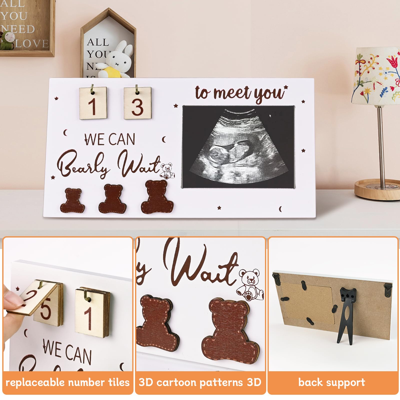 ROYUEXT Baby Ultrasound Photo Frame, Ultrasound Photo Frame with Countdown Weeks, Mum to be Gifts - Image 4
