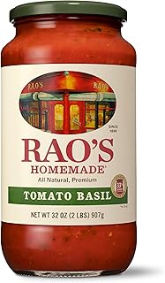 Rao's Homemade Tomato Basil Sauce, 32oz, Tomato Sauce, All Purpose, Keto Friendly Pasta Sauce, Premium Quality, Tomatoes f...