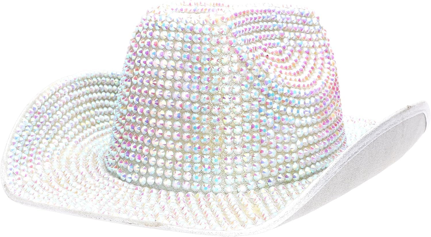 Toyland® 36cm (14") Luxury Rhinestone Cowboy Hat with Iridescent Rhinestones - Festivals, Concerts, Fancy Dress & Hen Party Accessories - 3 Colours Available (Silver) — image 1