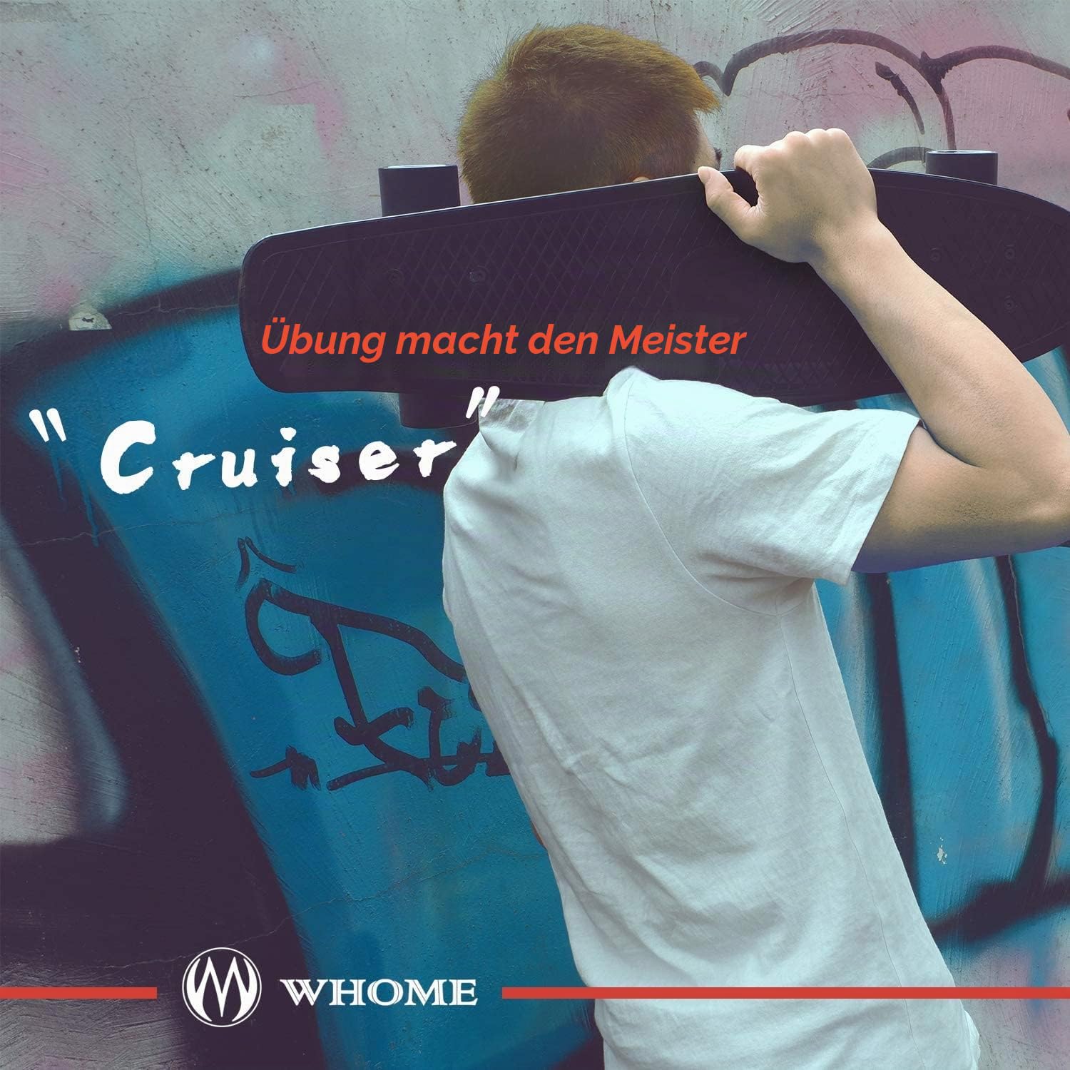WHOME Skateboards – 27 Zoll Cruiser Skateboard Komplett für Erwachsene/Kinder Mädchen/Jungen Anfänger/Profi inkl. T-Tool