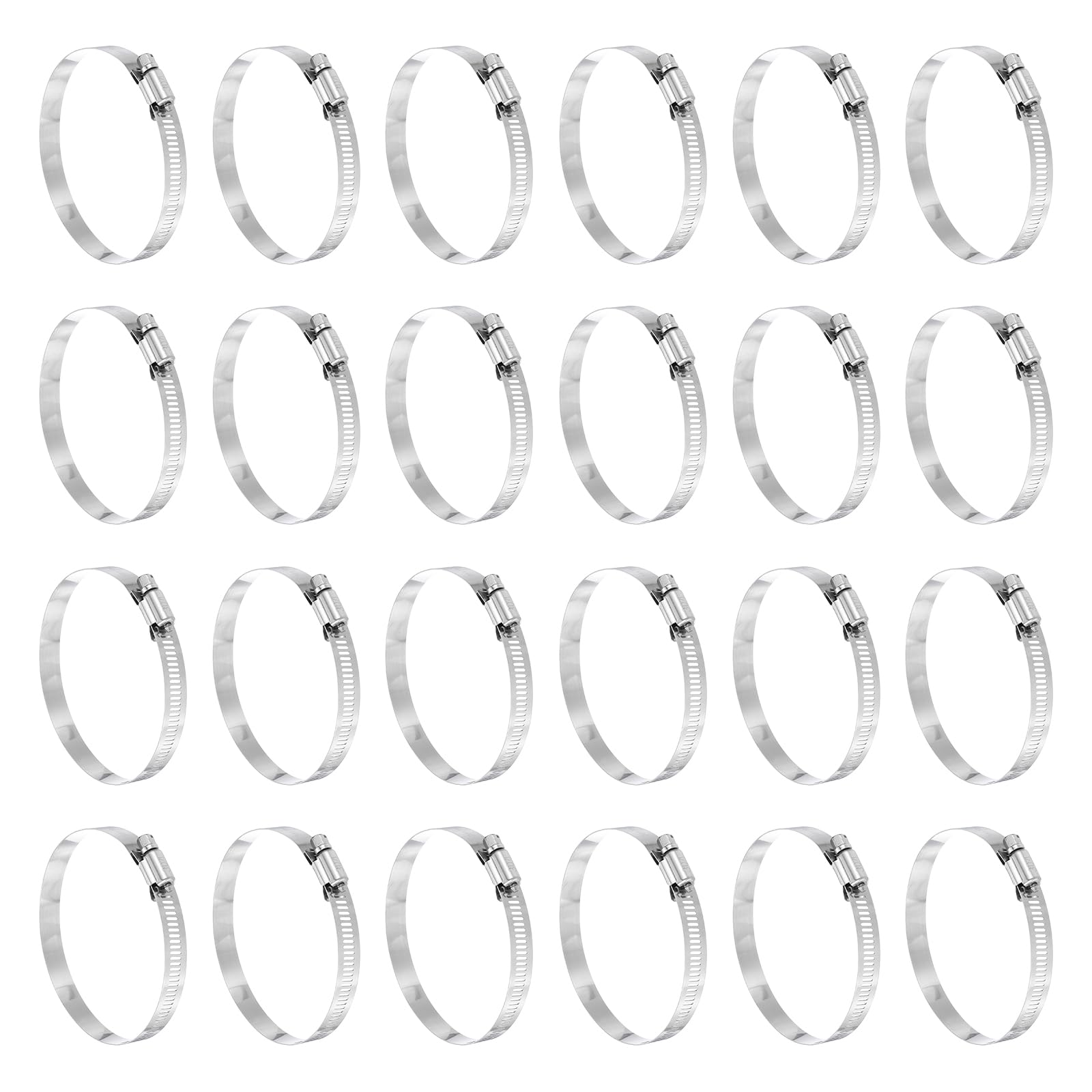 sourcing map 25 Pcs Hose Clamp 3-1/16"-4" (78-101mm) 304 Stainless Steel Adjustable Worm Gear Hose Clamp Assortment Kit for Fuel Line Pipe Plumbing Automotive Tube Mechanical