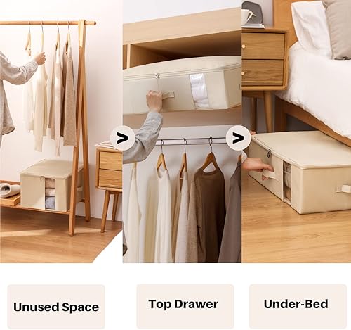 Miniatura 4 de CANFOD Almacenamiento debajo de la cama con ventana transparentetela resistente 600D, bolsas de almacenamiento debajo de la cama para ropa, ropa,