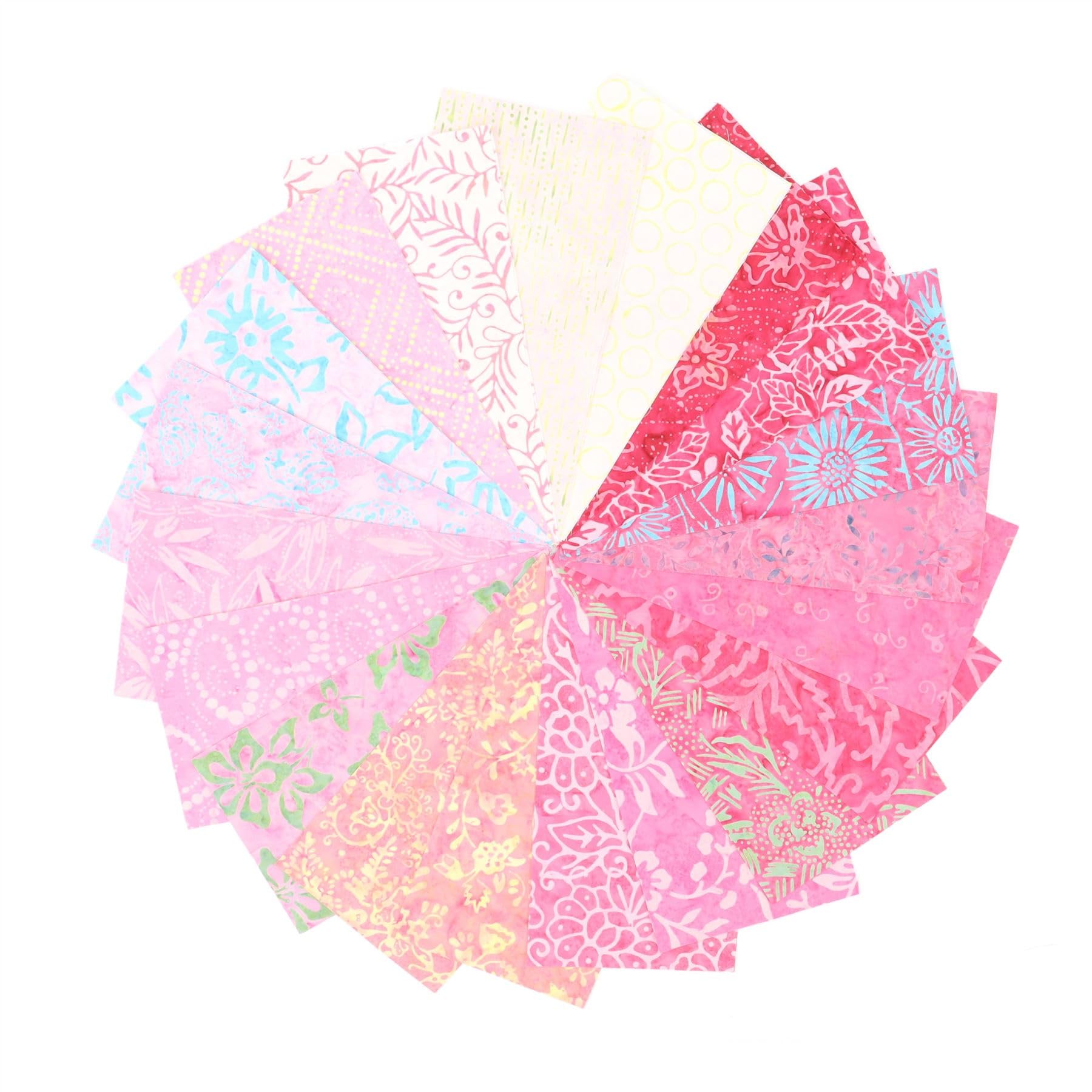 LOUDelephant Cotton Batik Pre Cut Fabric Bundles Jolly Bar Pink 5" x 10" 12.7cm x 25.4cm Rectangles