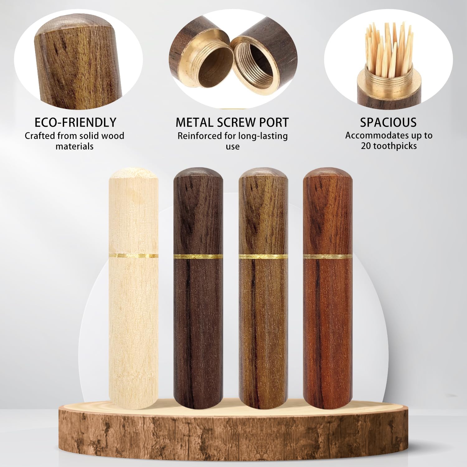 CENCERY 4 Pcs Toothpick Holder Toothpick Holder Box Portable Wooden Toothpick Case Toothpick Pocket Box Mini Toothpick Box for Toothpicks Pill Beads - Image 3