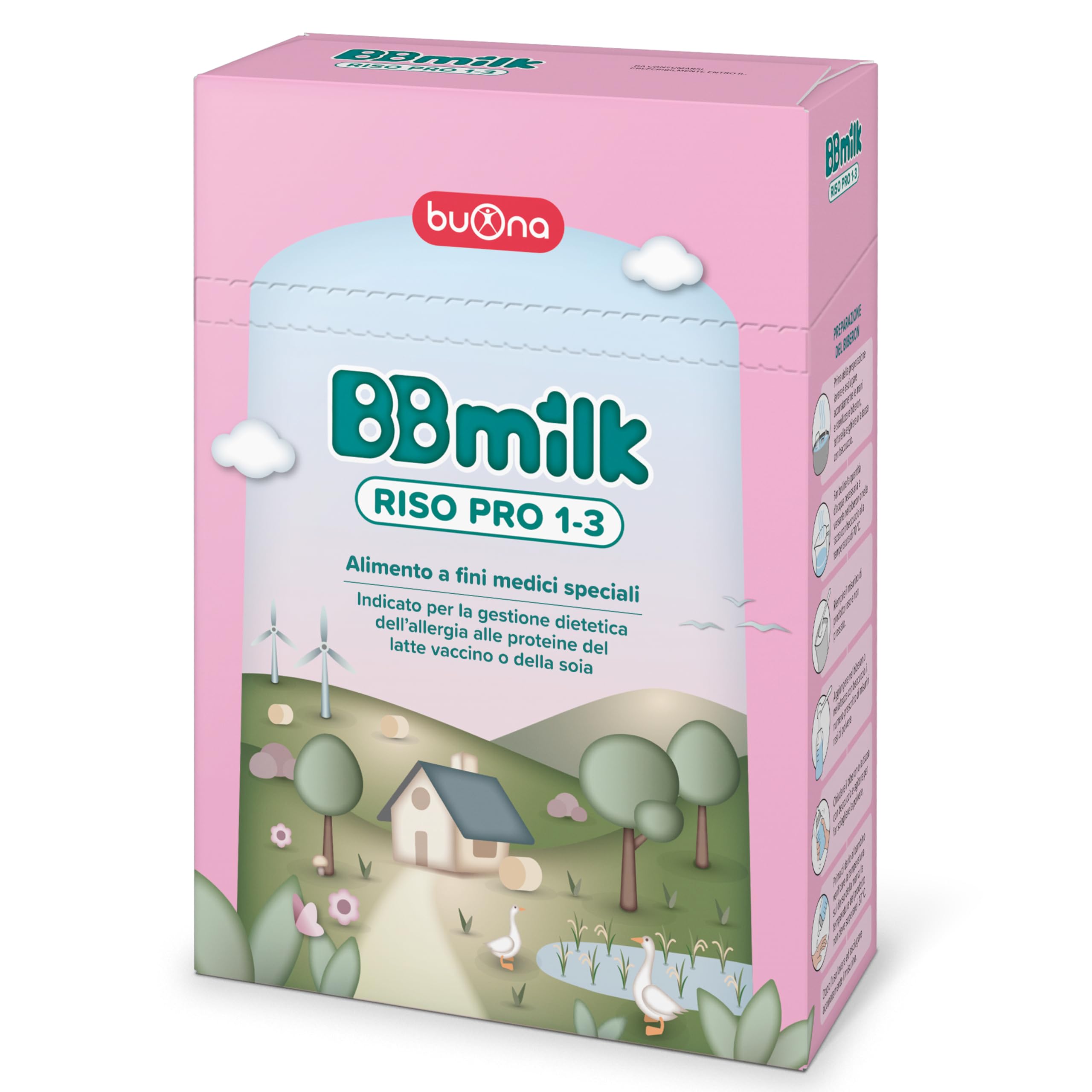 Buona BB Milk RISO PRO 1-3 Anni 400g, Alimento alternativo al Latte in Polvere per Bambini con Disturbi alle Proteine del Latte Vaccino o della Soia, con DHA, Calcio e Nucleotidi
