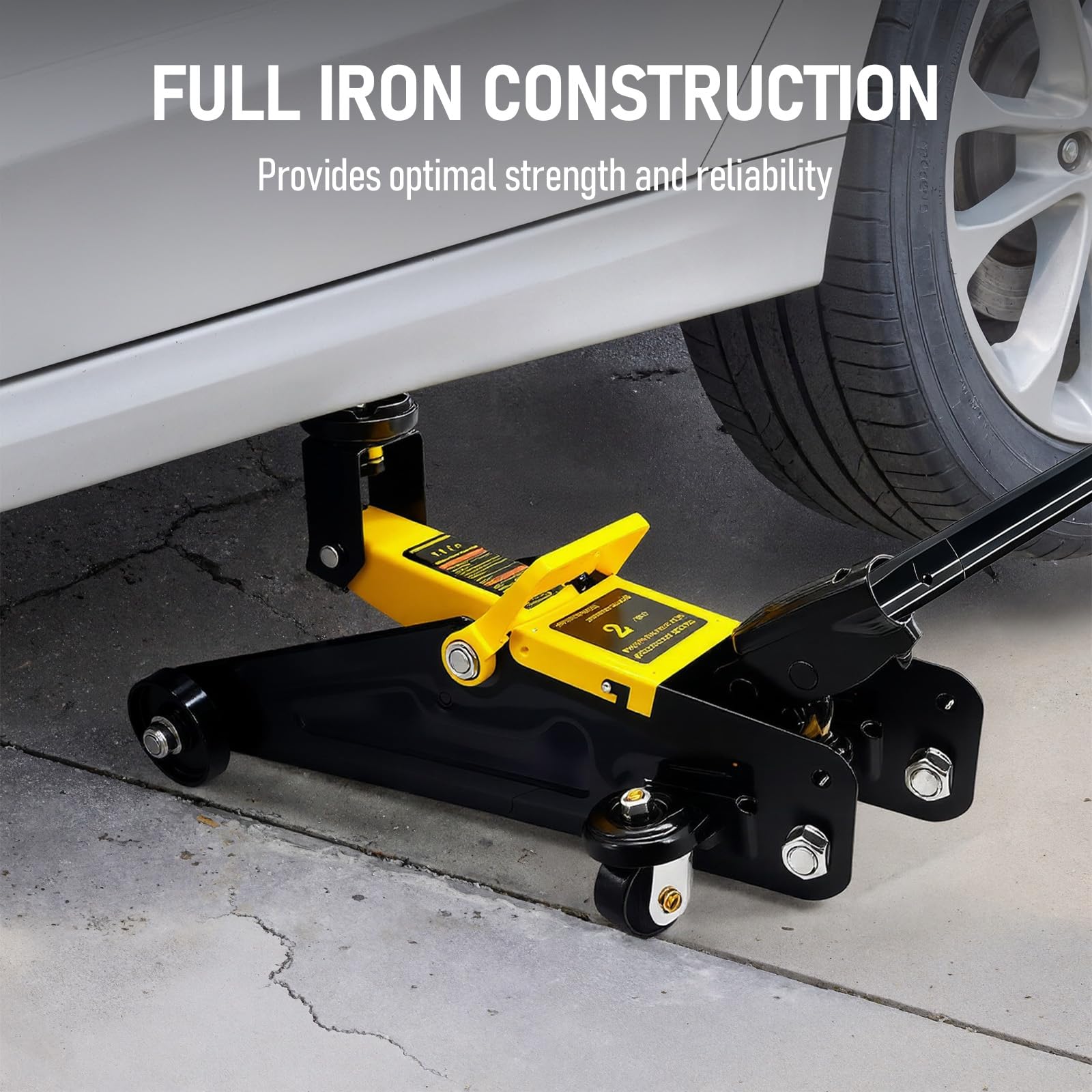 Gato hidráulico de perfil bajo de 2 toneladas, altura de elevación de 330 mm, altura de arranque del sillín de 130 mm, gato de garaje de acero resistente para automóviles, SUV, reparación y