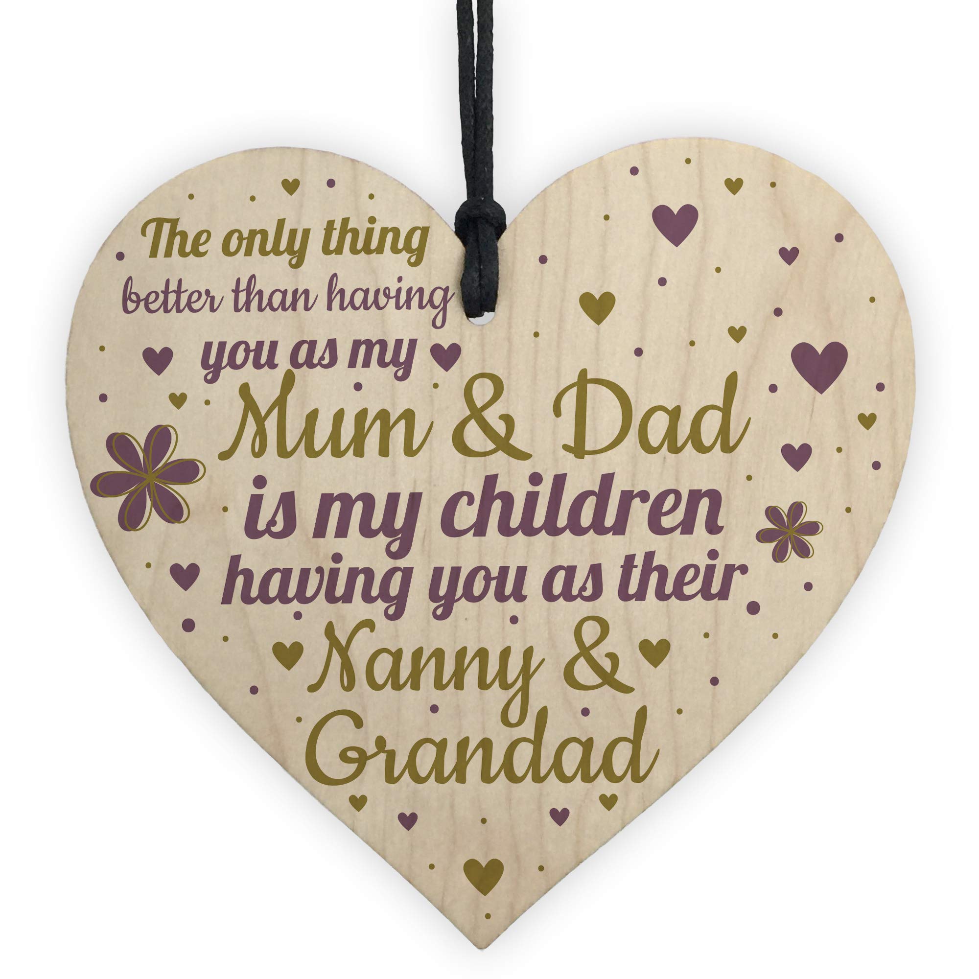 Red Ocean Gifts For Mum Dad Nan Nanny Grandad Wooden Heart Plaque Birthday Christmas Daughter Son Present