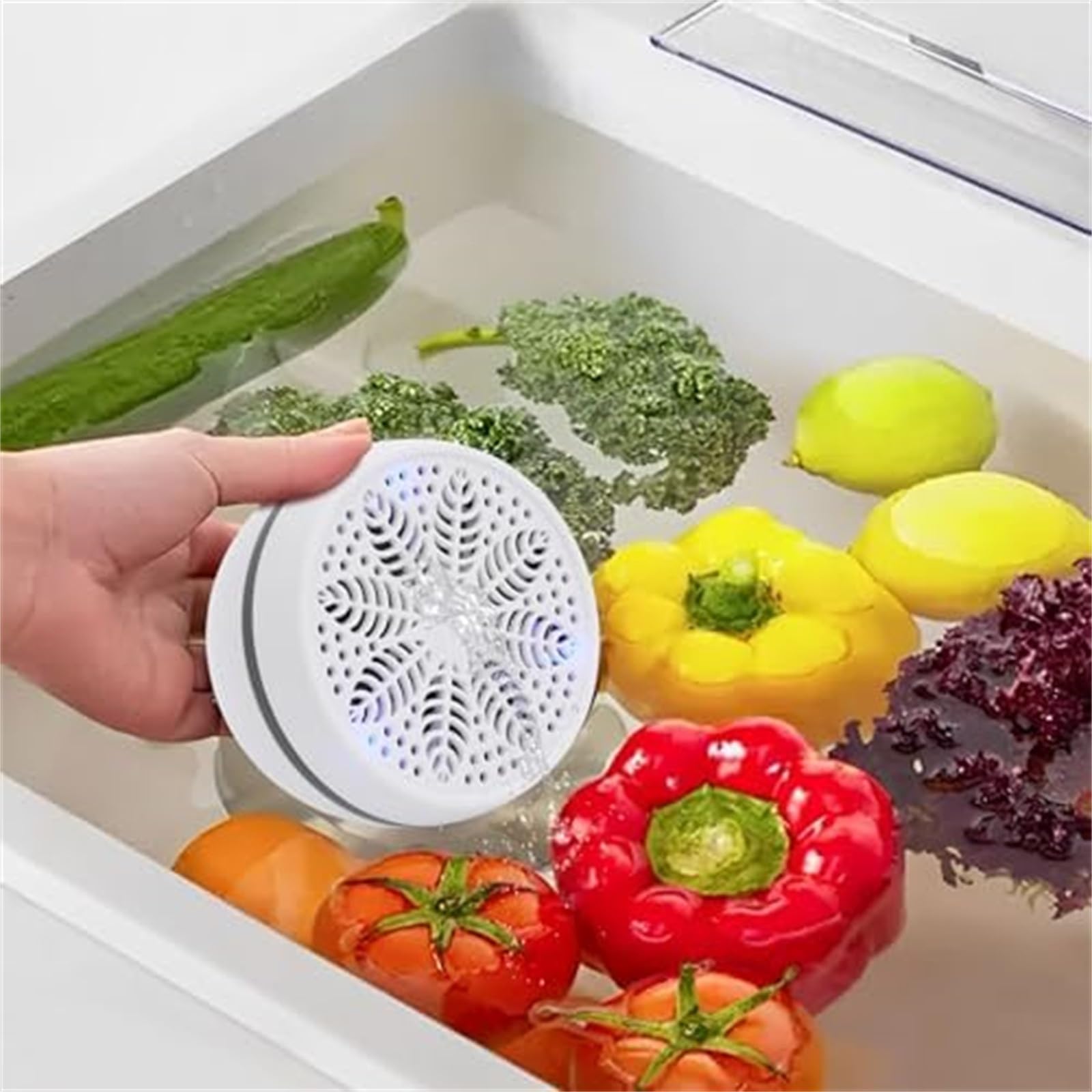 Automatic Fruit Cleaner, Fruit & Vegetable Washers, Rechargeable Fruit Washing Machine, Waterproof Fruit and Veg Cleaner, Food Purifier Durable | Kitchen Tool, for Grains Meat Seafood (White) - 3