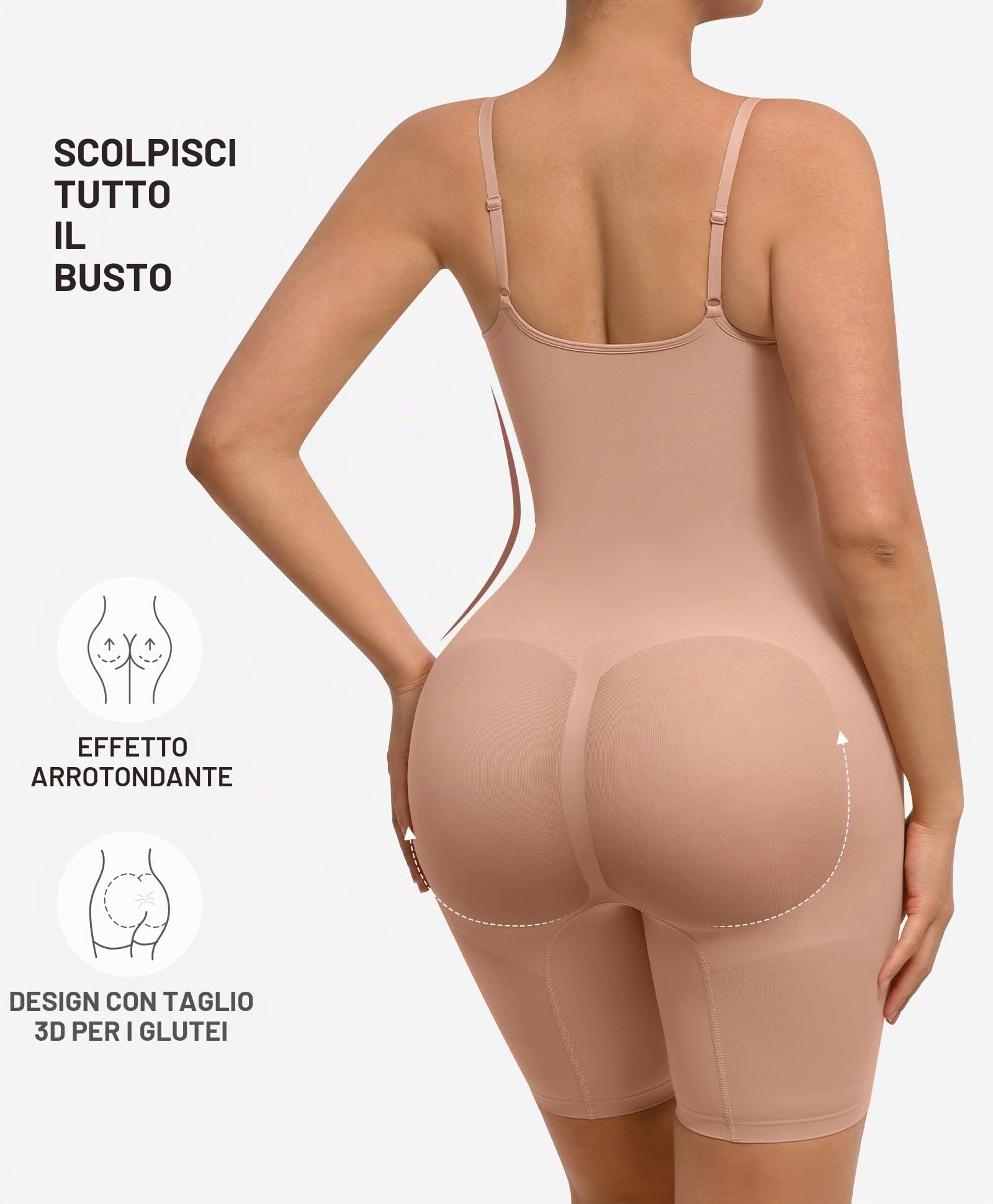 FeelinGirl Body Contenitivo Modellante Donna Bodysuit Snellente Intimo Smeless Shapewear Spallino Regolabile