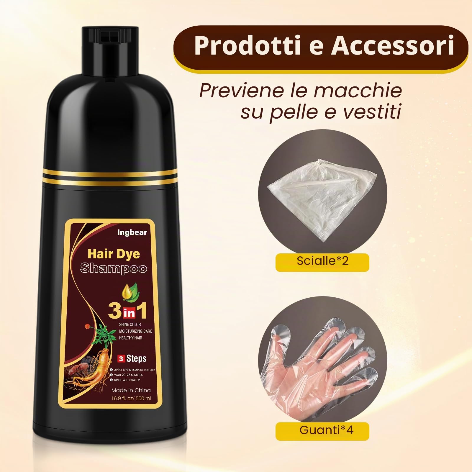 Shampoo 500ml per capelli di colore marrone scuro, per capelli grigi, shampoo istantaneo per uomini e donne, shampoo a colori naturale e a lunga durata, shampoo per capelli 3 in 1, shampoo per capelli