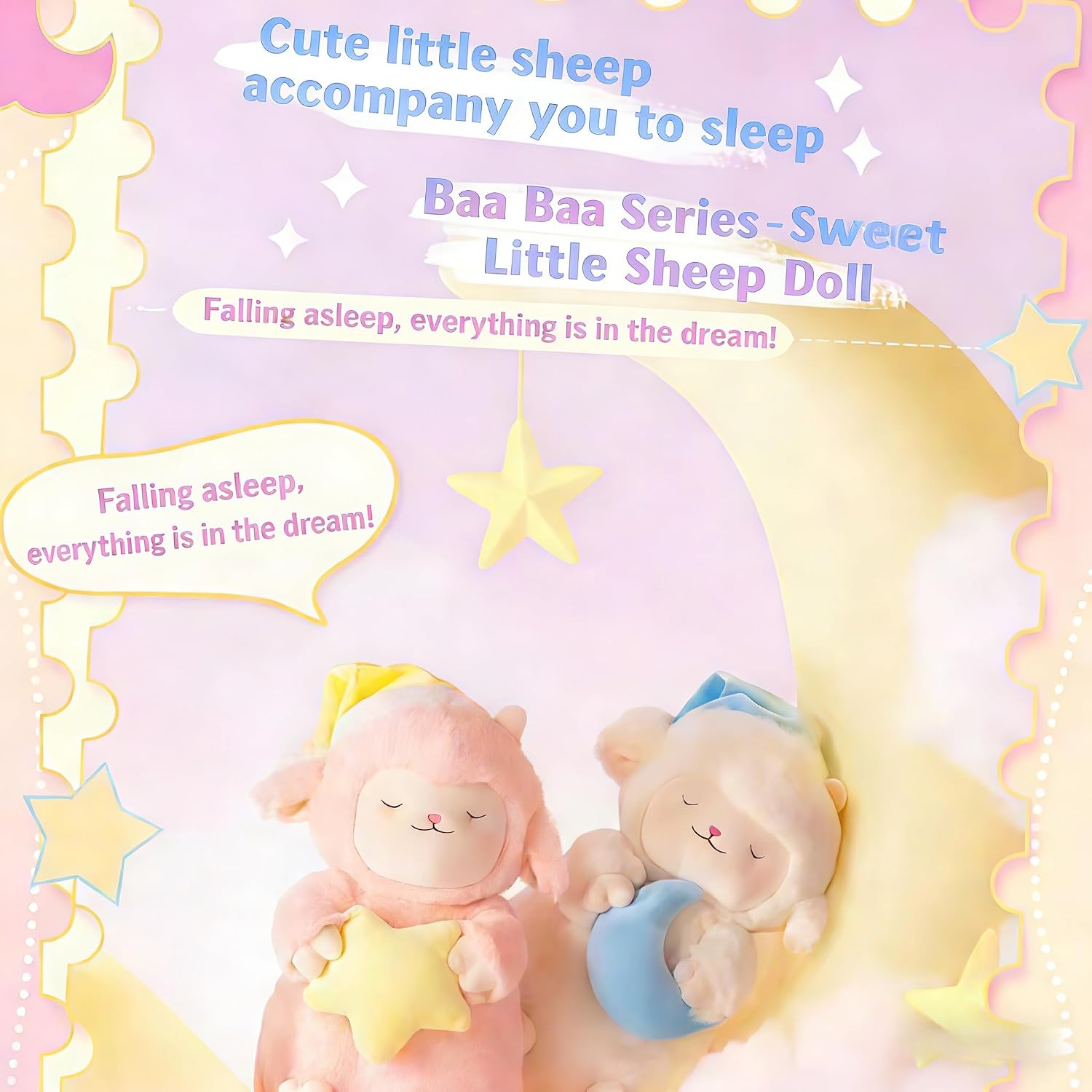 MINISO Good Night Lamb Hug Doll, Cute & Soft Ornament Toy, Healing Daily Companion, for Valentine's Day & Gifting Occasions (Blue)