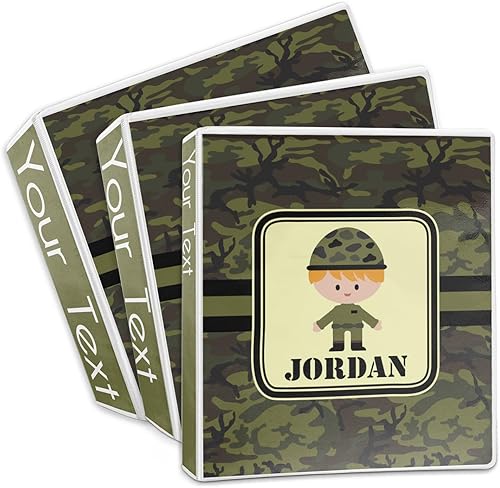 Vista 3 de Carpeta personalizada de 3 anillas de camuflaje verde - 1 pulgada
