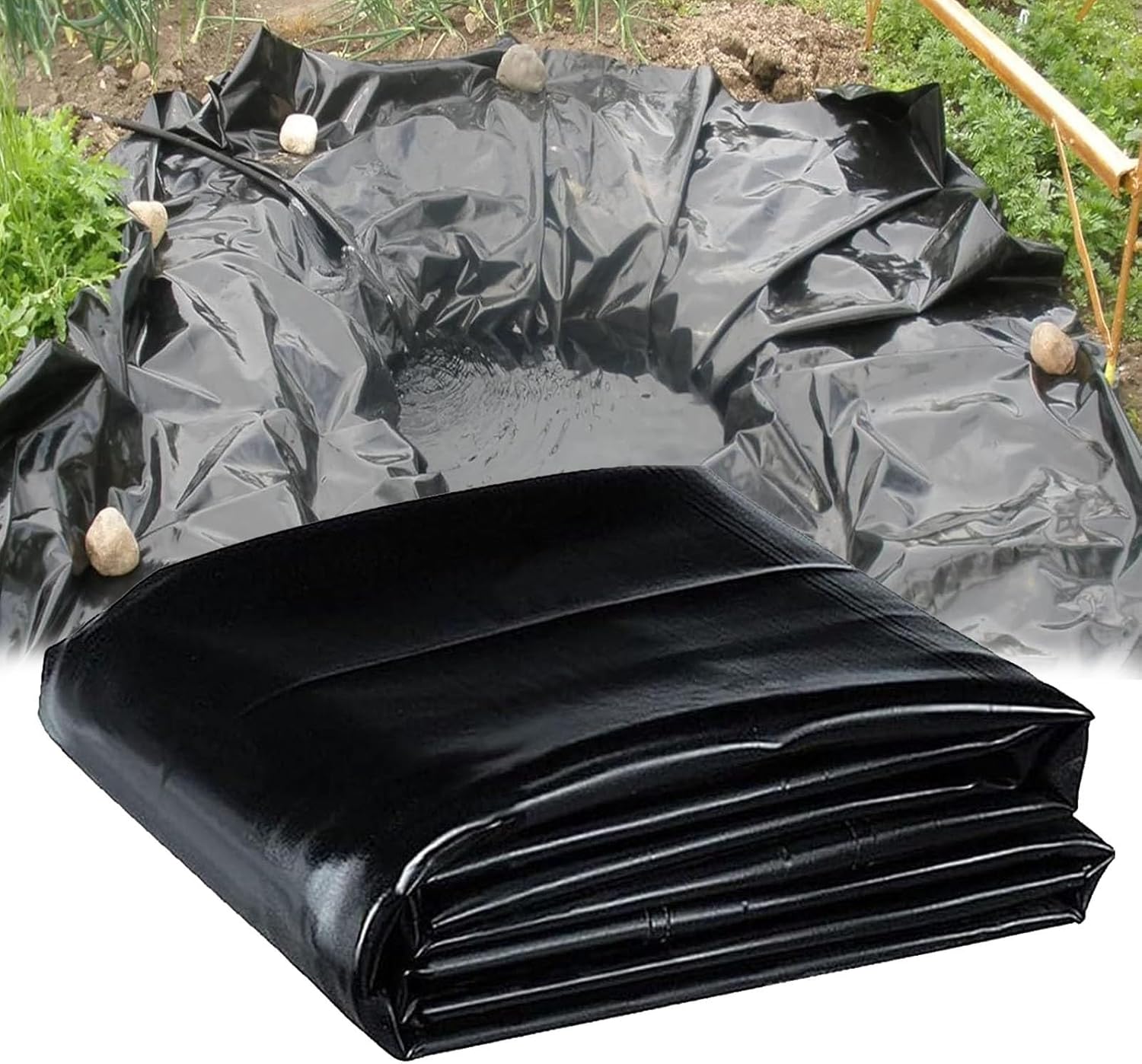 Black Pond Liner, HDPE Durable Pond Liners 3x4m 4x6m 5x8m 8x10m 10x12m Pond Lining for Outdoor Ponds Water Garden, Fish Koi Pool Membrane Preformed Sealing Film(9.8x26.2ft)