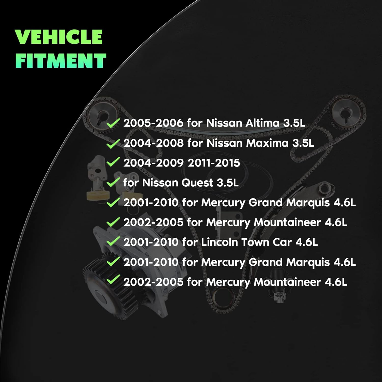 SCITOO 131-2290 Engine Timing Chain Kit Sets With Water Pump Replaces for Nissan Quest Maxima Altima 3.5L 2005-2008 2011-2015