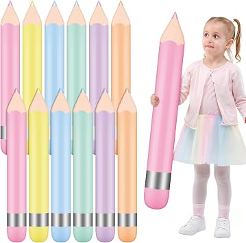 Blueweenly 12 Pcs 27 Inch Back to School Large Inflatable Pencil Balloon