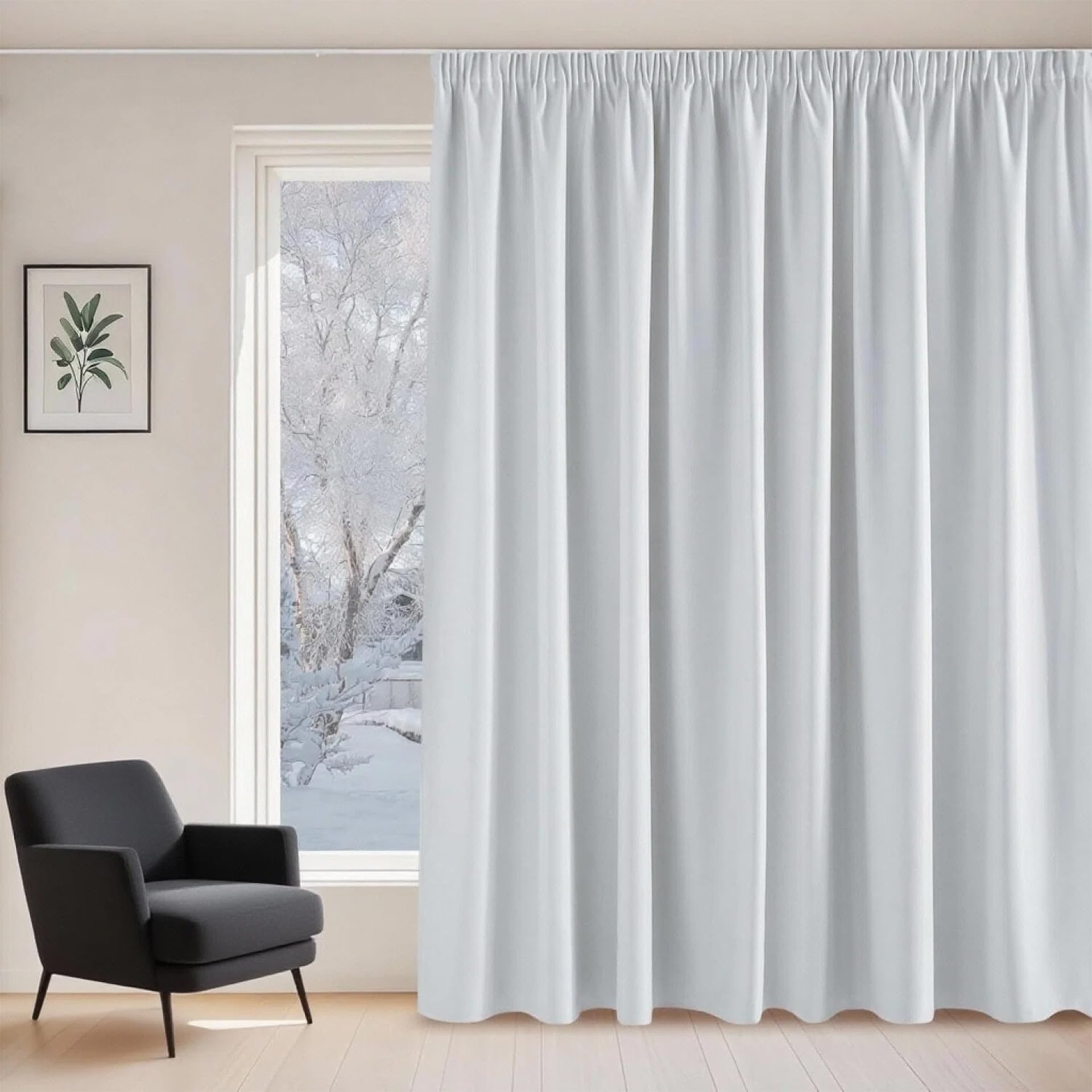 Rideau thermique grande largeur pour chambre et salon blanc 241 cm