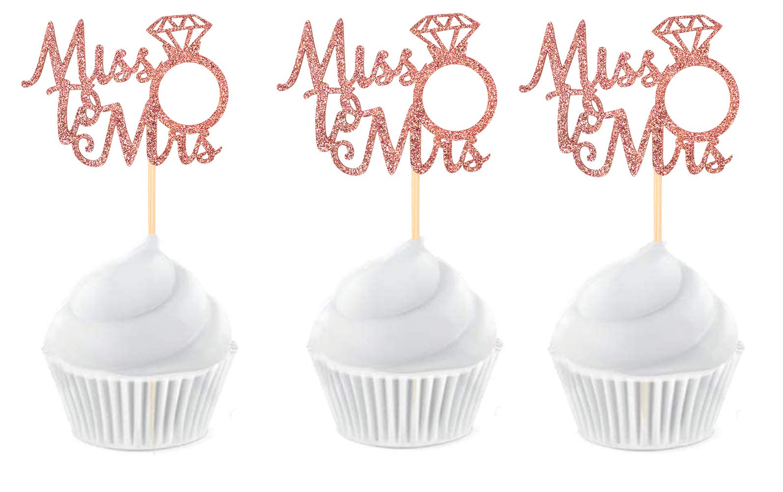 36PCS Miss to Mrs Cupcake Toppers Wedding Bridal Shower Engagement Party Decoration Picks