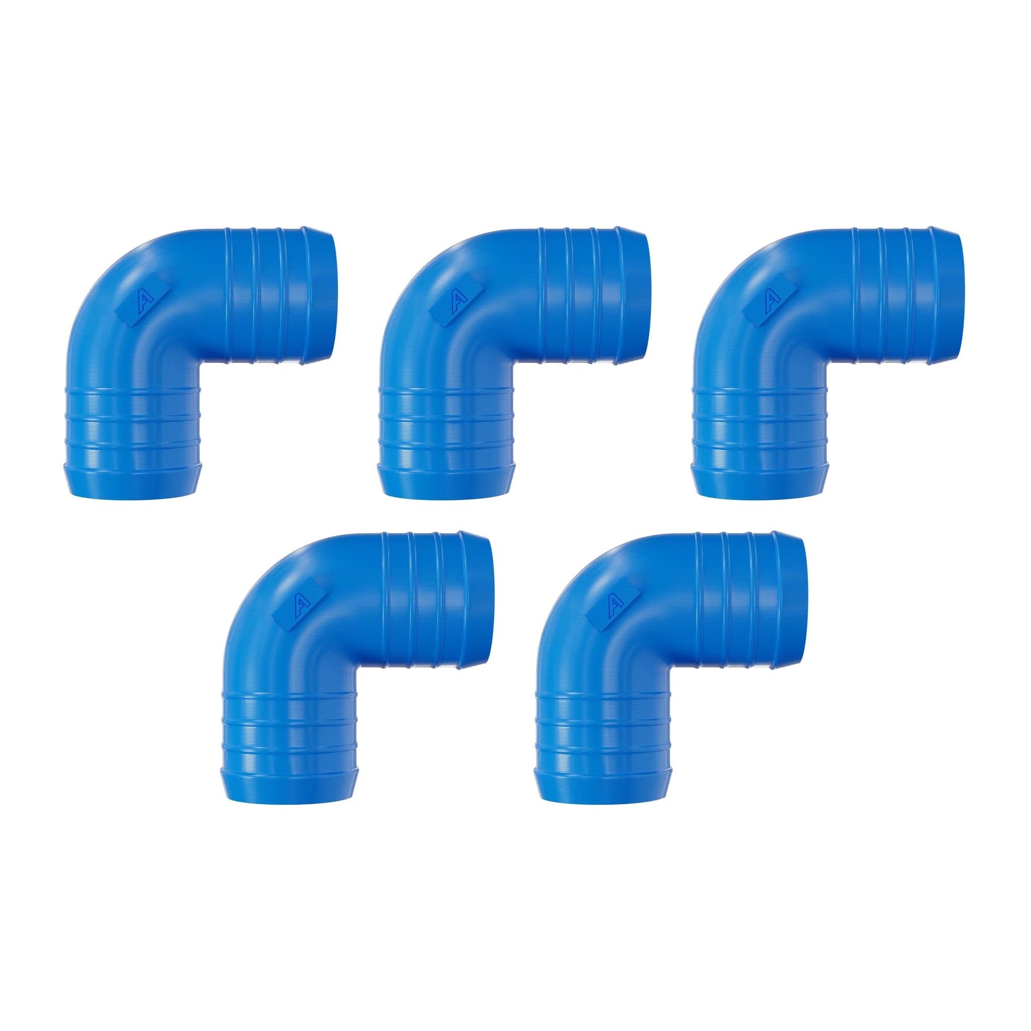 5 Pack 35mm 90 Degree Barbed Plastic Hose Elbow Joiner Connector Blue — image 1