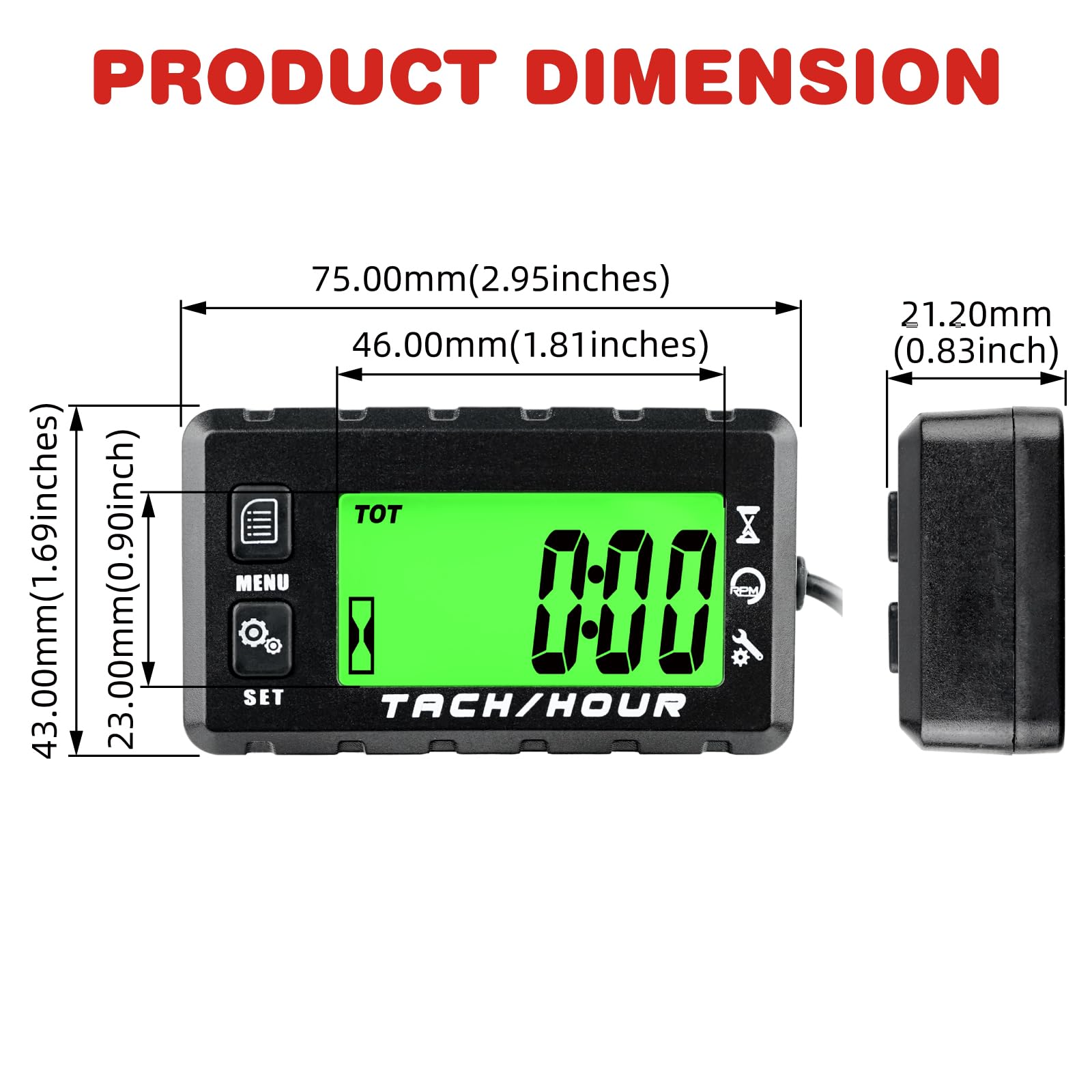 HM058 Compteur d'heures numérique Rappel SVC Fonction Bluetooth Utilisé pour tondeuses à gazon, motos, tracteurs, nettoyeurs haute pression, tronçonneuses, motoneiges et