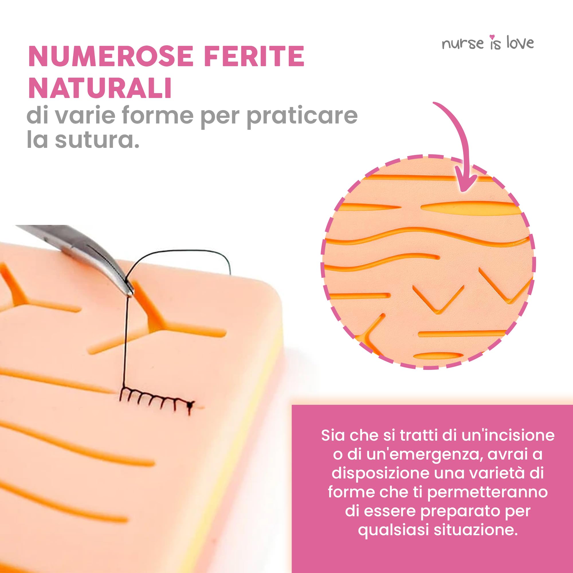 Nurse is Love Cuscinetto di Sutura - Pad per Allenamento Studenti | kit di sutura chirurgica per studenti rimozione punti sutura | Regali per Studente di Medicina, Infermiera, infermiere accessori
