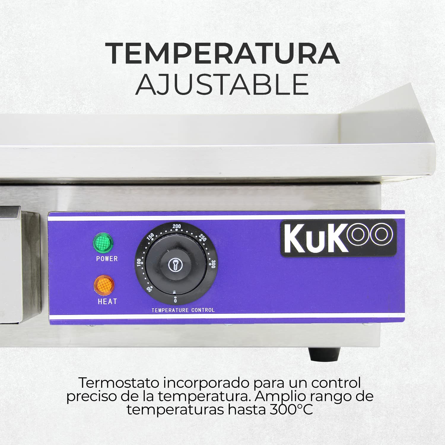 Plancha Profesional Antiadherente Eléctrica de 50cm de Acero Inoxidable Grill Parrilla de Asar Cocina Cocción Barbacoa BBQ+Protector contra Salpicaduras+Cajón Drenaje para Grasa+Termostato Ajustable
