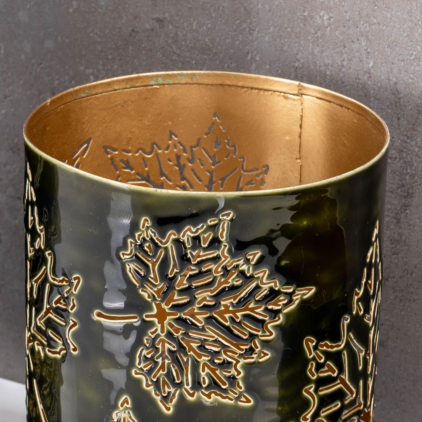 levandeo 3er Set Windlichter H10-20cm Teelichthalter Grün Gold Metall Herbstblatt Herbstdeko Tischdeko Kerzenhalter Ahorn Ahornblatt