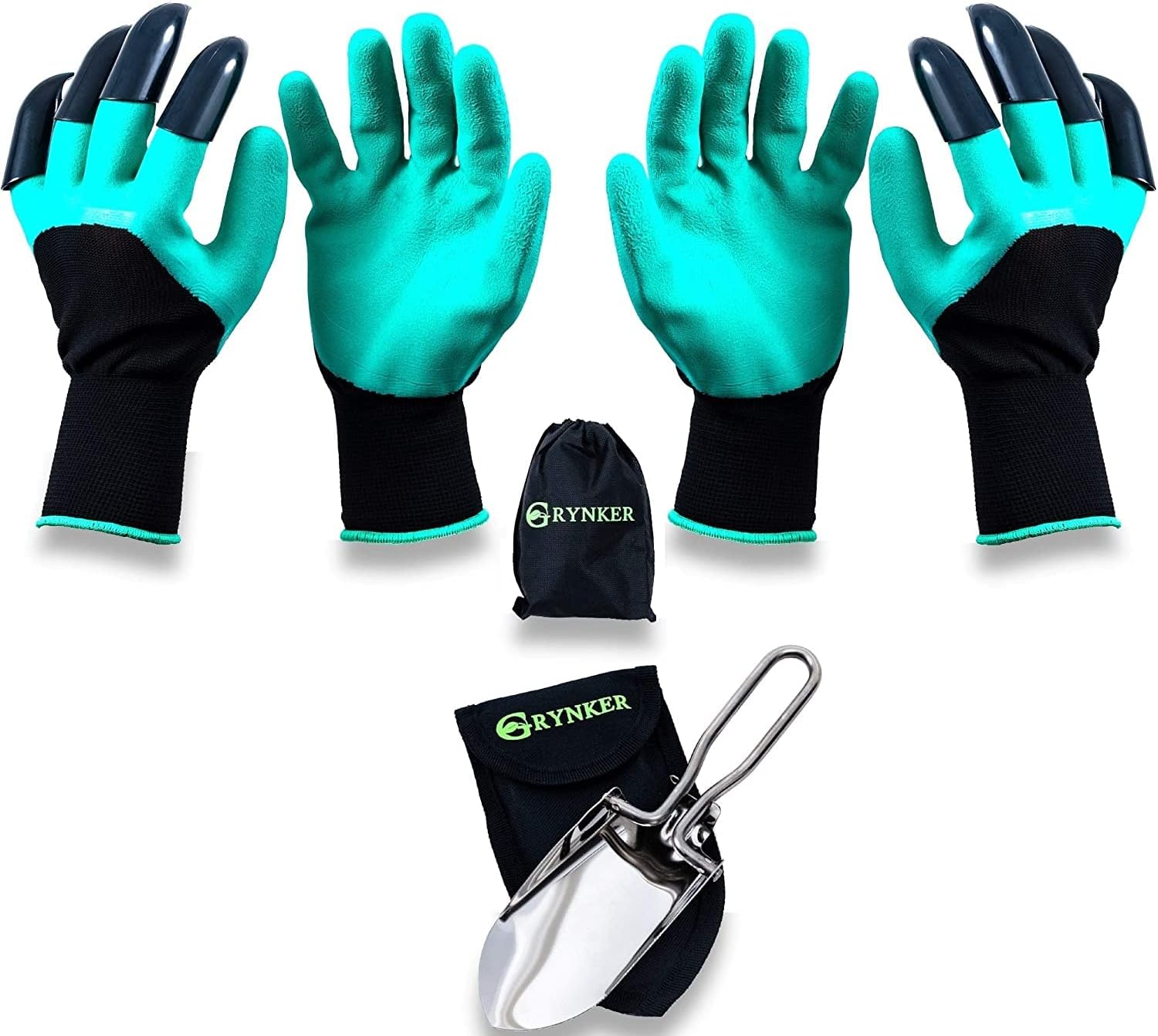 GRYNKER Garden Gloves with Fingertips Claws - 2 Pairs Size L-XL - Waterproof, Planting, Weeding, Seeding, Gardening, Gift for Women and Men - Green